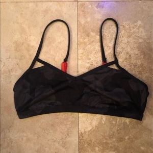 Lululemon Black Camo Sportsbra with red adjustable back